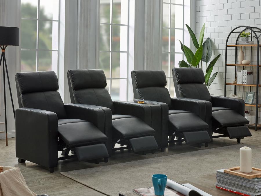 Toohey Upholstered Tufted Recliner Living Room Set Black view 3