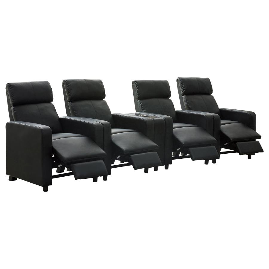Toohey Upholstered Tufted Recliner Living Room Set Black view 4