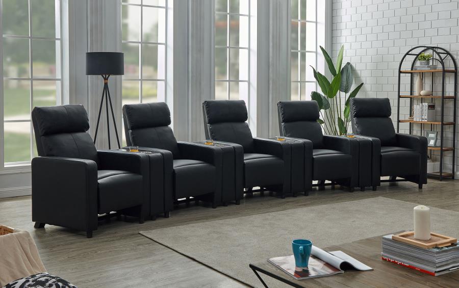 Toohey Upholstered Tufted Recliner Living Room Set Black view 2