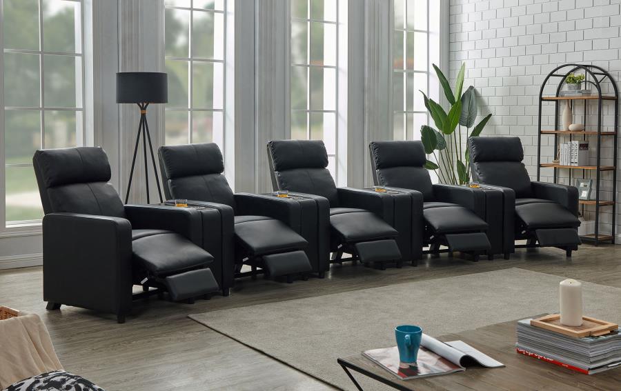 Toohey Upholstered Tufted Recliner Living Room Set Black view 3