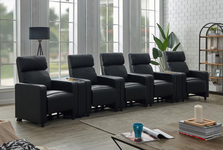 Toohey Upholstered Tufted Recliner Living Room Set Black view 2