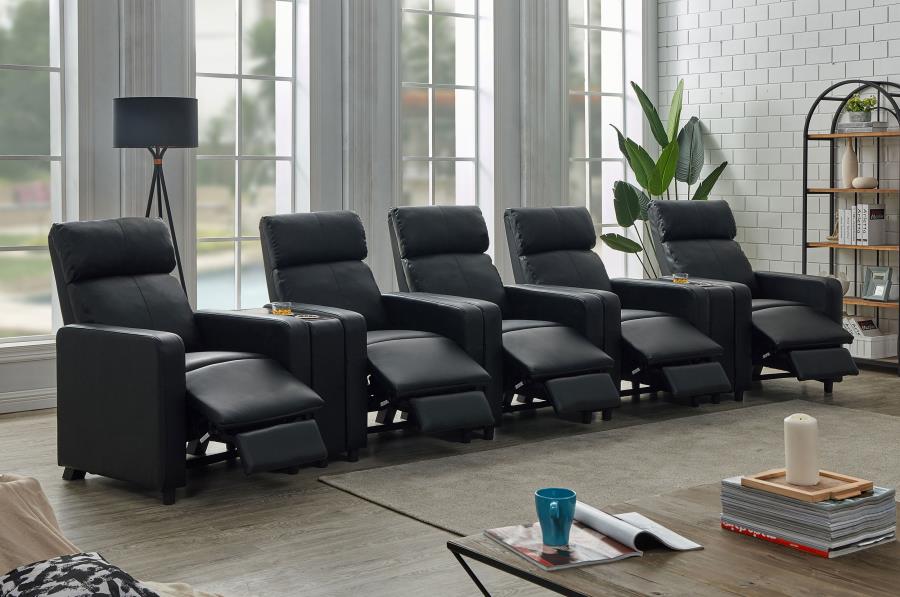 Toohey Upholstered Tufted Recliner Living Room Set Black view 3