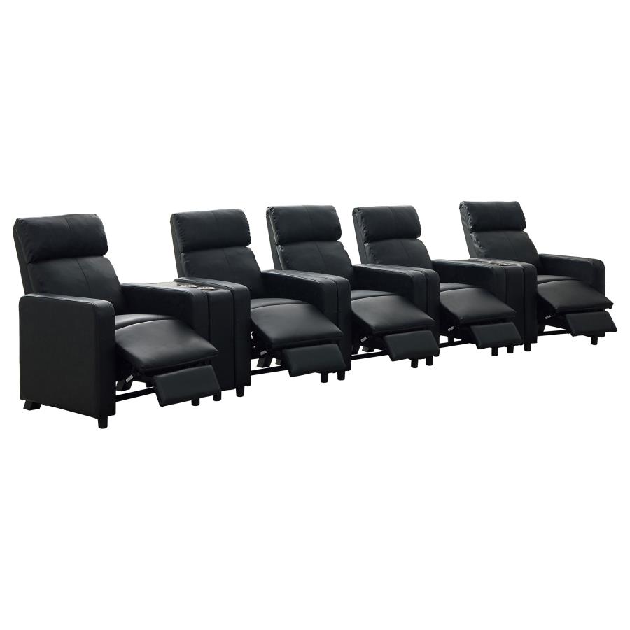 Toohey Upholstered Tufted Recliner Living Room Set Black view 4
