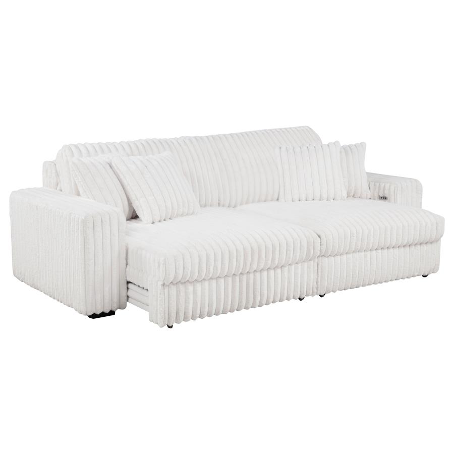 Jacana Corduroy Upholstered Dual Power Chaise Sofa Ivory view 4