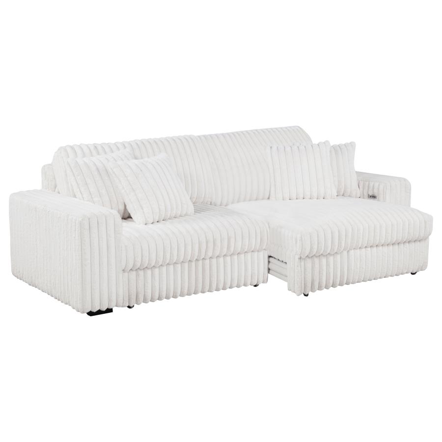 Jacana Corduroy Upholstered Dual Power Chaise Sofa Ivory view 5