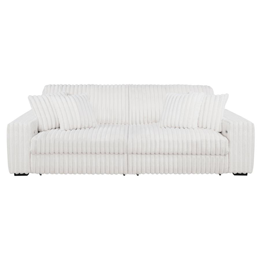 Jacana Corduroy Upholstered Dual Power Chaise Sofa Ivory view 7