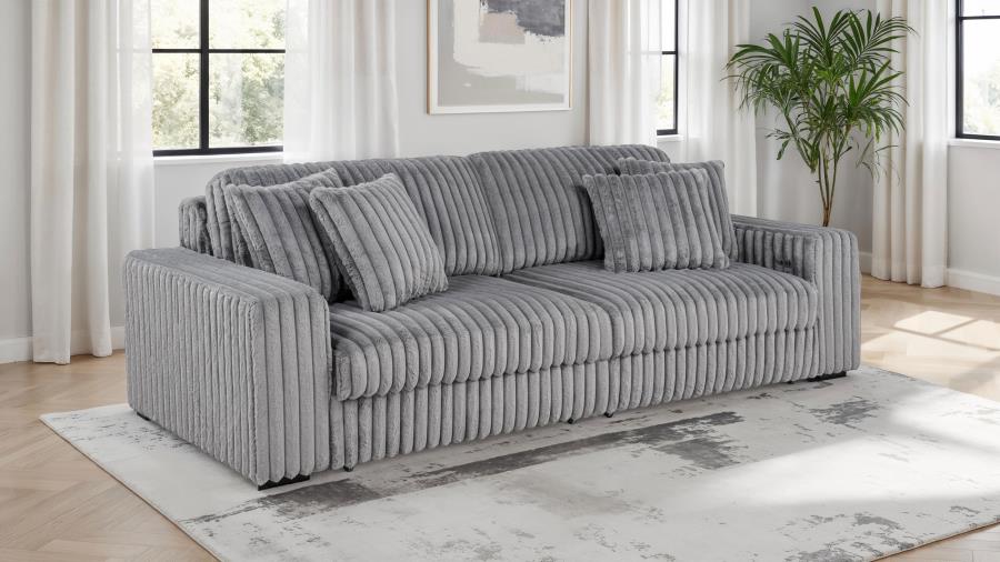 Jacana Corduroy Upholstered Dual Power Chaise Sofa Grey view 2
