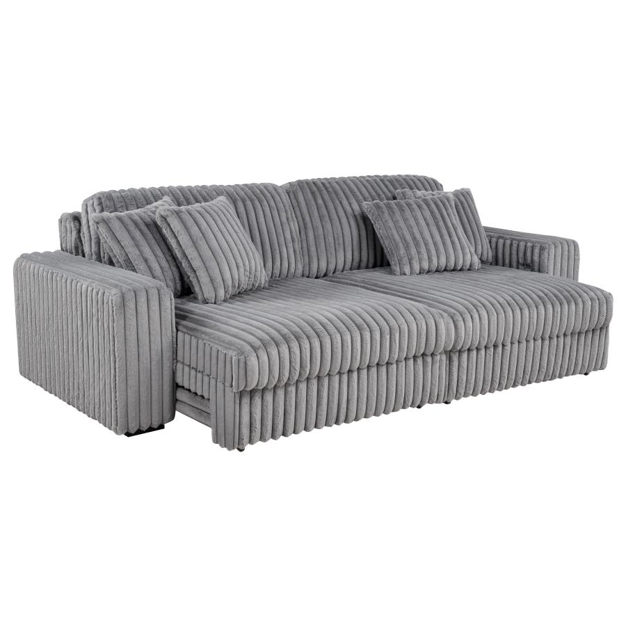 Jacana Corduroy Upholstered Dual Power Chaise Sofa Grey view 4