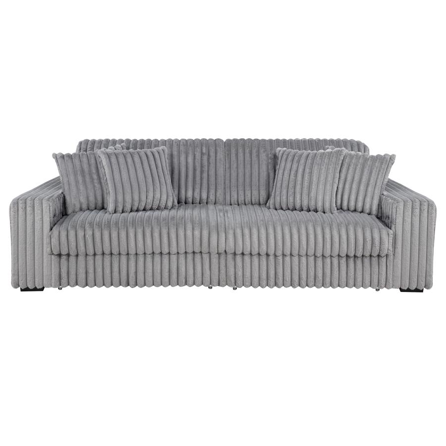 Jacana Corduroy Upholstered Dual Power Chaise Sofa Grey view 7