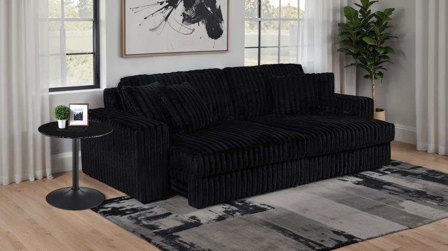 Jacana Corduroy Upholstered Dual Power Chaise Sofa Black view 3