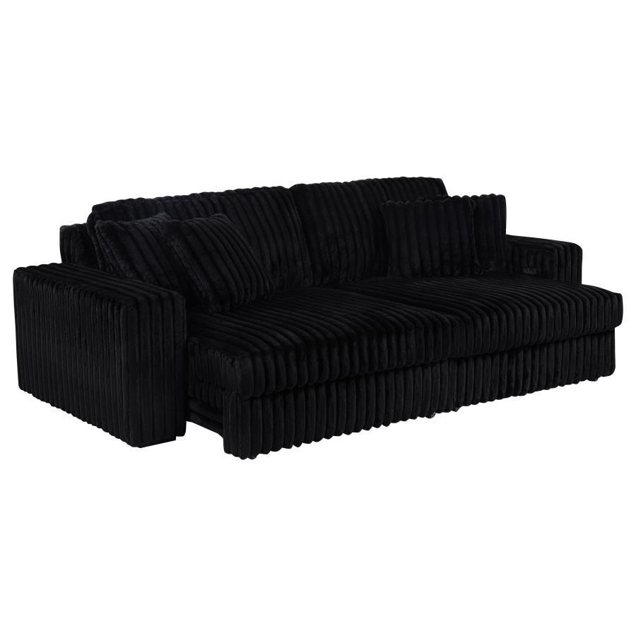 Jacana Corduroy Upholstered Dual Power Chaise Sofa Black view 4
