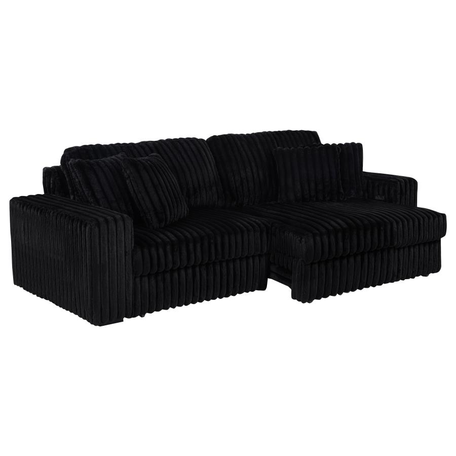 Jacana Corduroy Upholstered Dual Power Chaise Sofa Black view 5