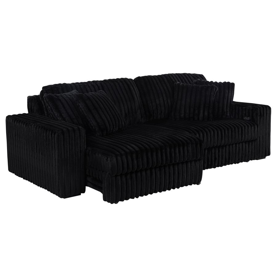 Jacana Corduroy Upholstered Dual Power Chaise Sofa Black view 6