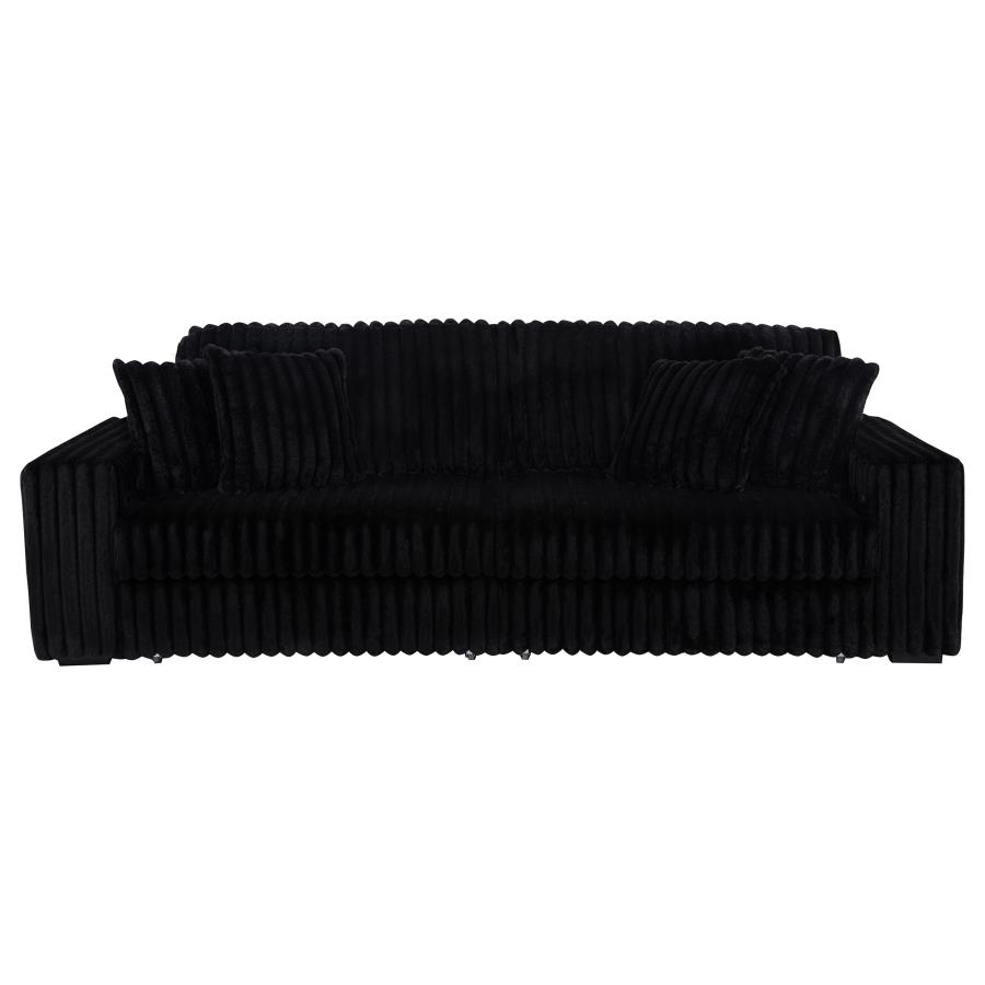 Jacana Corduroy Upholstered Dual Power Chaise Sofa Black view 7