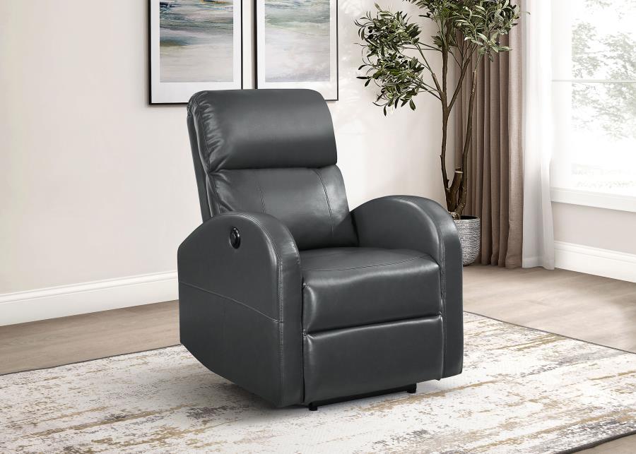 Grant Upholstered Power Recliner Chair Grey view 2