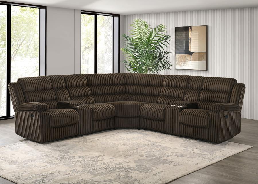 Atkinson Upholstered Reclining Sectional Sofa Chocolate view 2