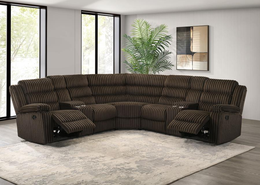 Atkinson Upholstered Reclining Sectional Sofa Chocolate view 3