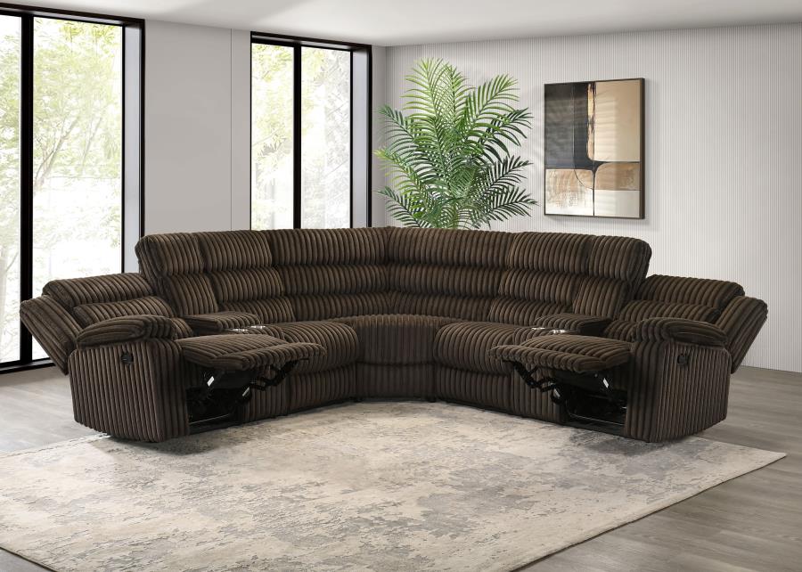 Atkinson Upholstered Reclining Sectional Sofa Chocolate view 4