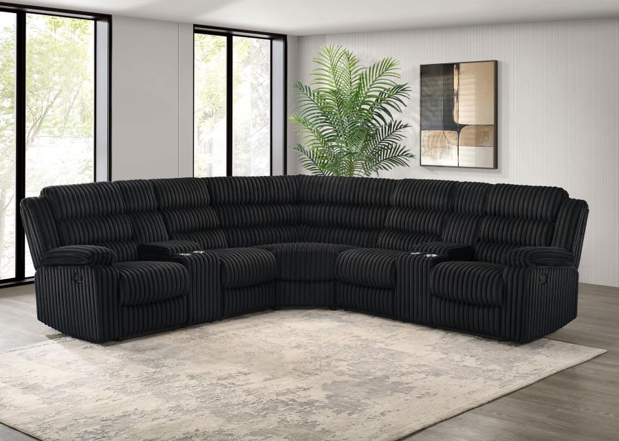 Atkinson Upholstered Reclining Sectional Sofa Black view 2