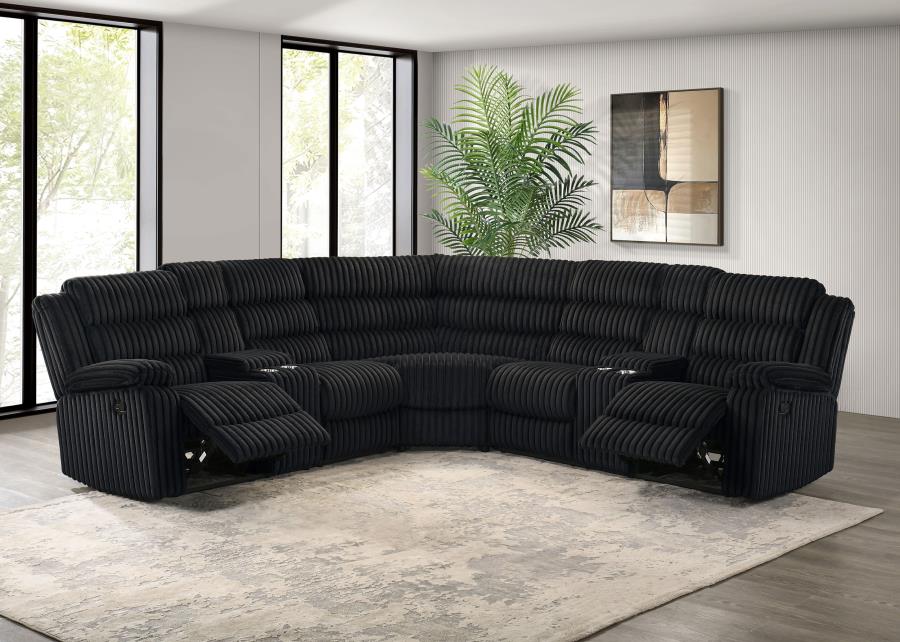 Atkinson Upholstered Reclining Sectional Sofa Black view 3