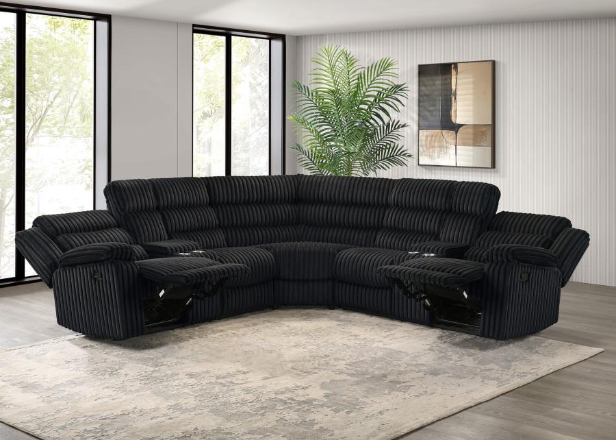 Atkinson Upholstered Reclining Sectional Sofa Black view 4
