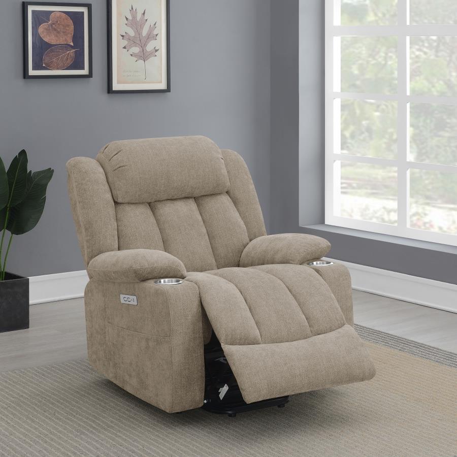 Houston Upholstered Power Lift Recliner Chair Camel view 3