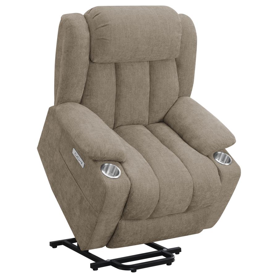 Houston Upholstered Power Lift Recliner Chair Camel view 6