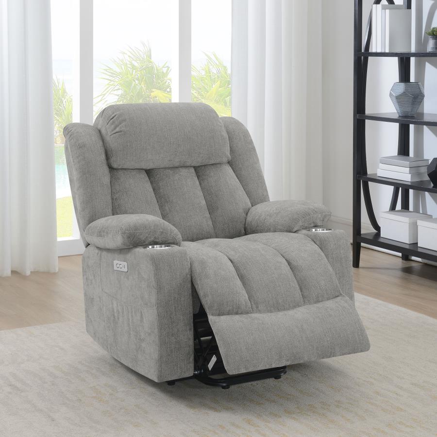 Houston Upholstered Power Lift Recliner Grey view 3