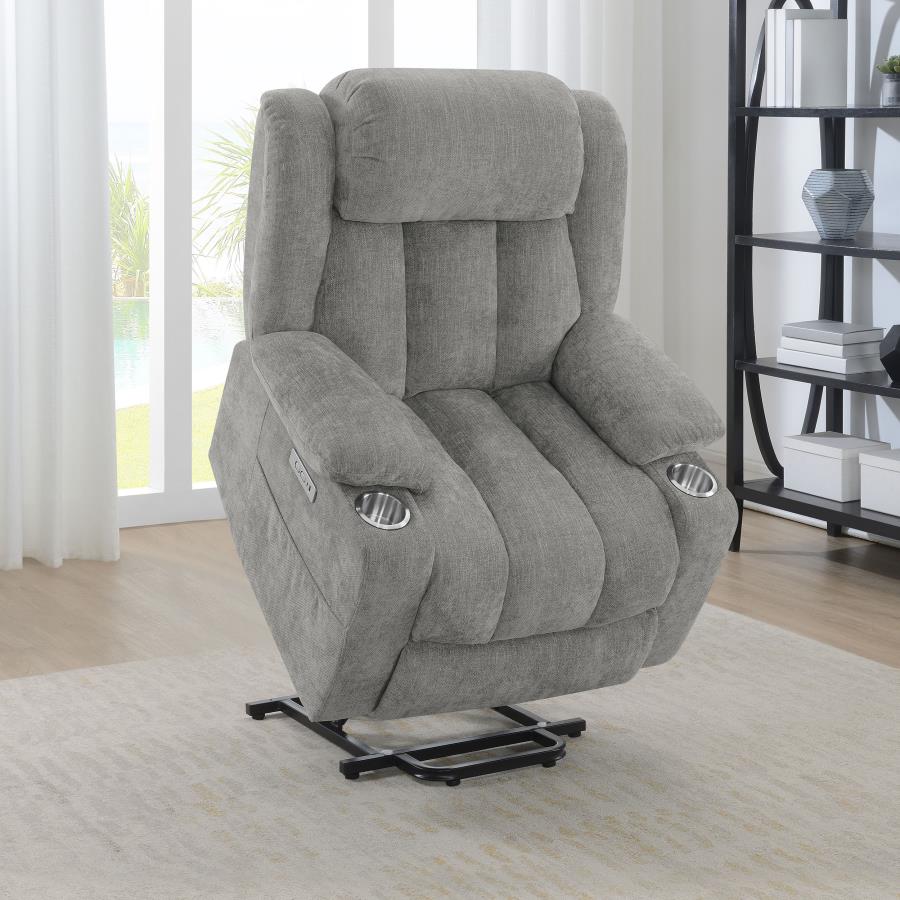 Houston Upholstered Power Lift Recliner Grey view 4