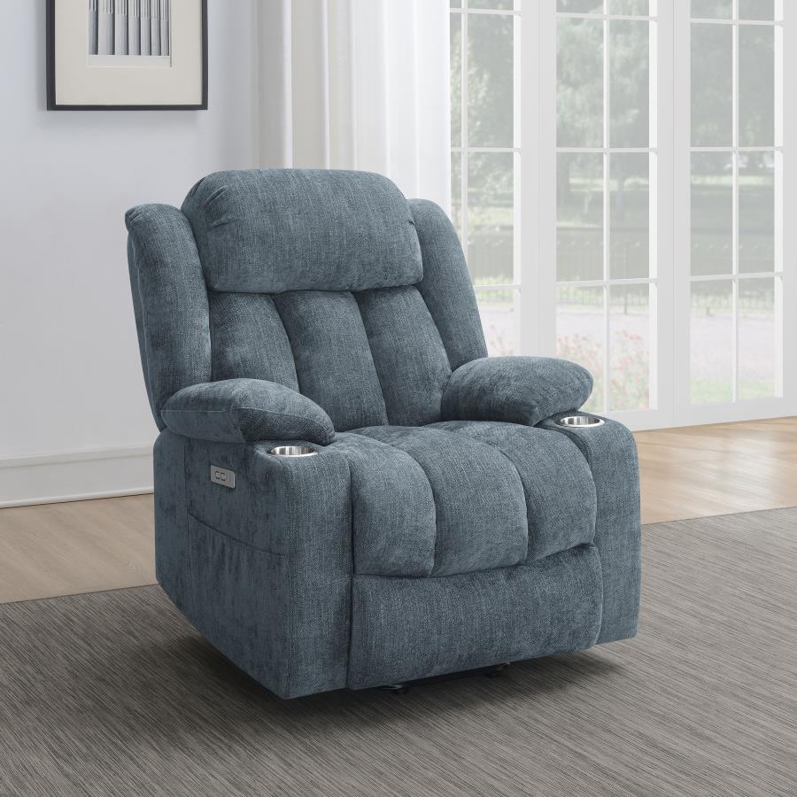 Houston Upholstered Power Lift Recliner Slate Blue view 2