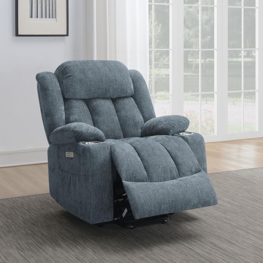 Houston Upholstered Power Lift Recliner Slate Blue view 3