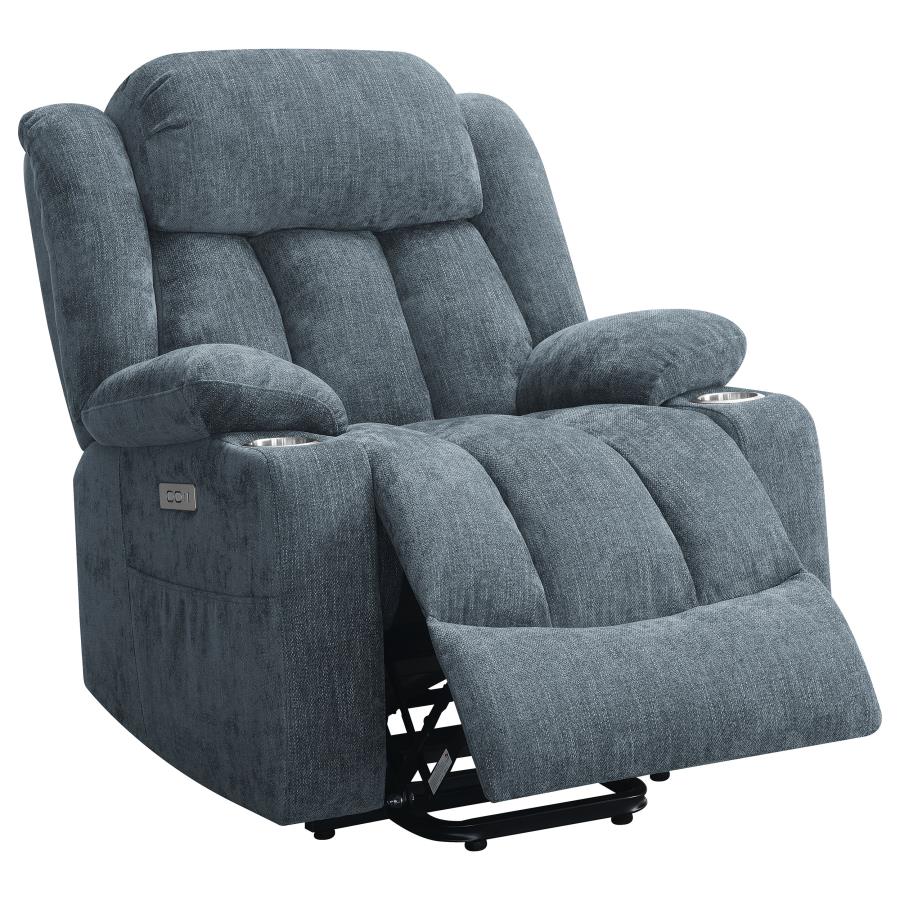 Houston Upholstered Power Lift Recliner Slate Blue view 5
