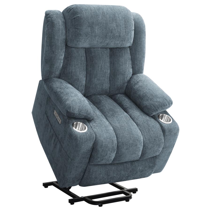 Houston Upholstered Power Lift Recliner Slate Blue view 6