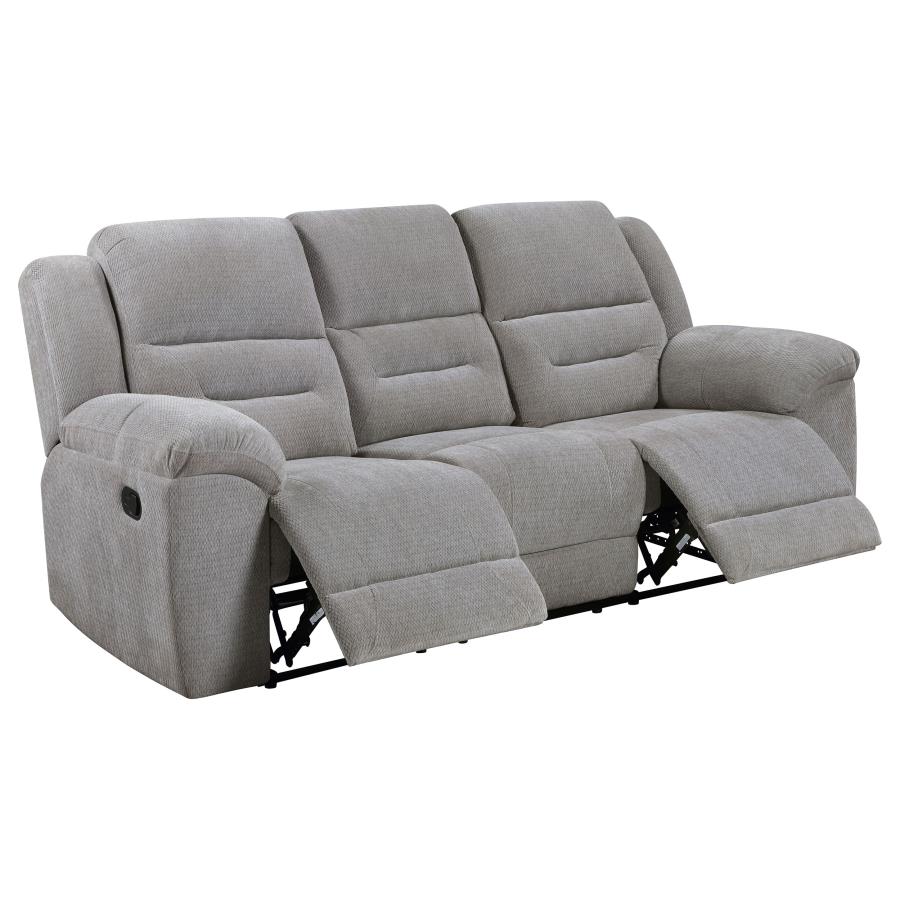 Gilson 3-piece Chenille Upholstered Reclining Sofa Set Grey view 4