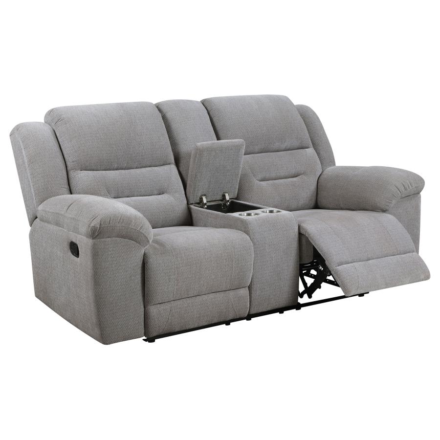 Gilson 3-piece Chenille Upholstered Reclining Sofa Set Grey view 7