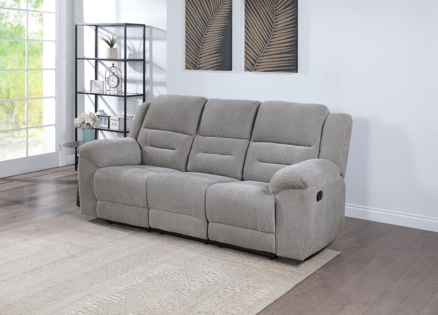 Gilson Chenille Upholstered Reclining Sofa Grey view 2