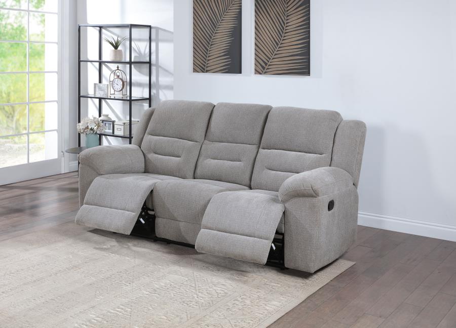 Gilson Chenille Upholstered Reclining Sofa Grey view 3