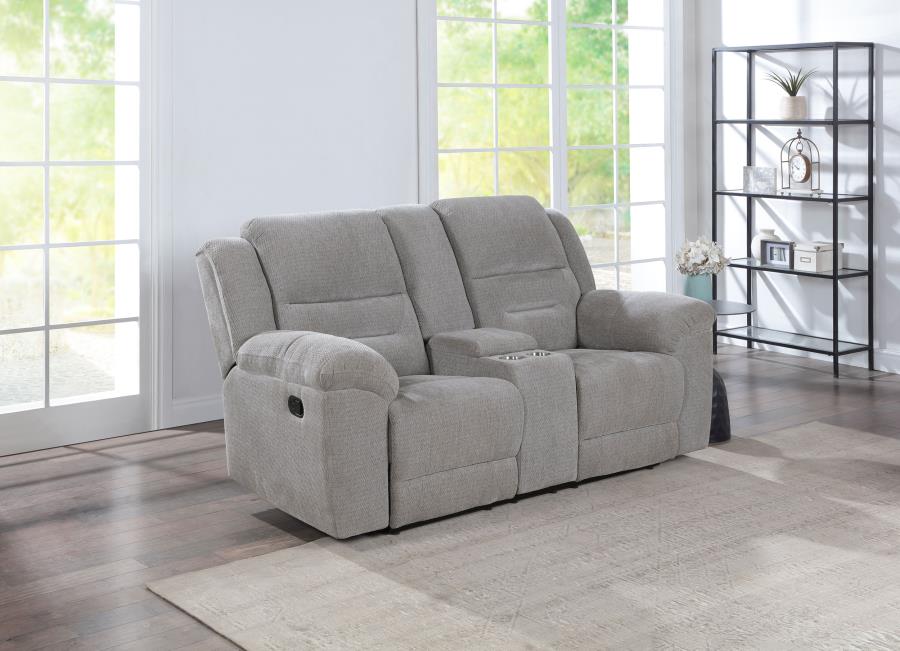 Gilson Chenille Upholstered Reclining Loveseat Grey view 2