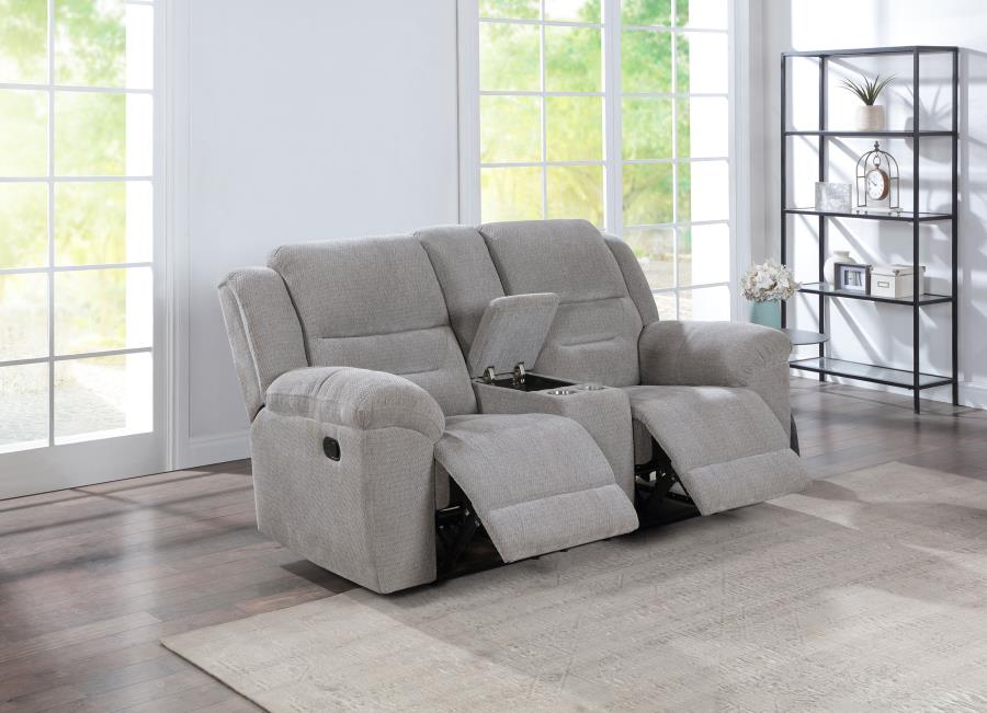 Gilson Chenille Upholstered Reclining Loveseat Grey view 3