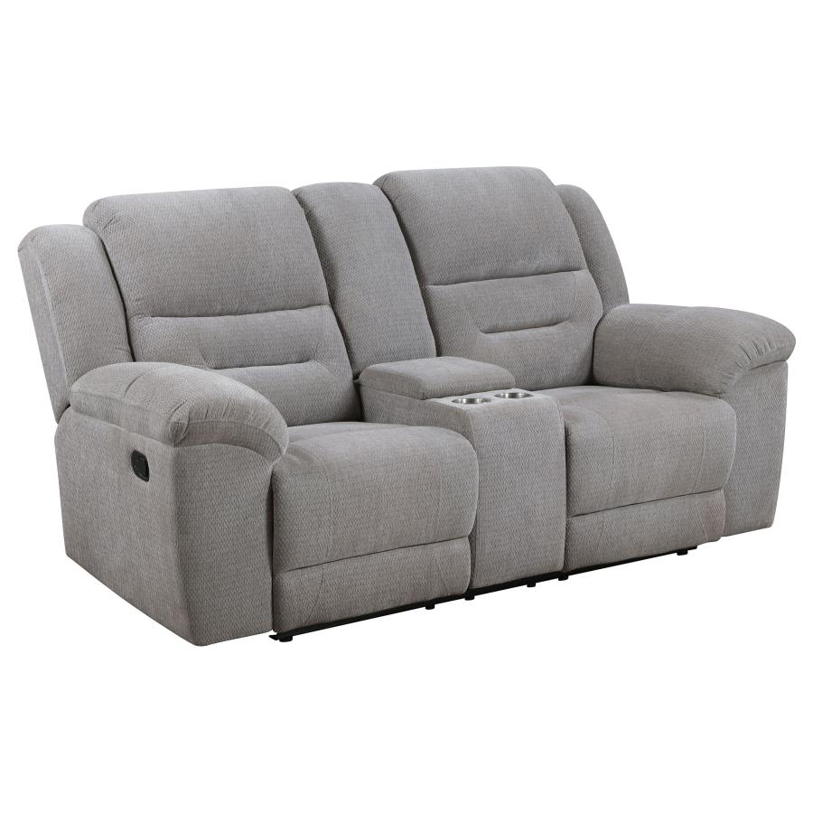 Gilson Chenille Upholstered Reclining Loveseat Grey view 4