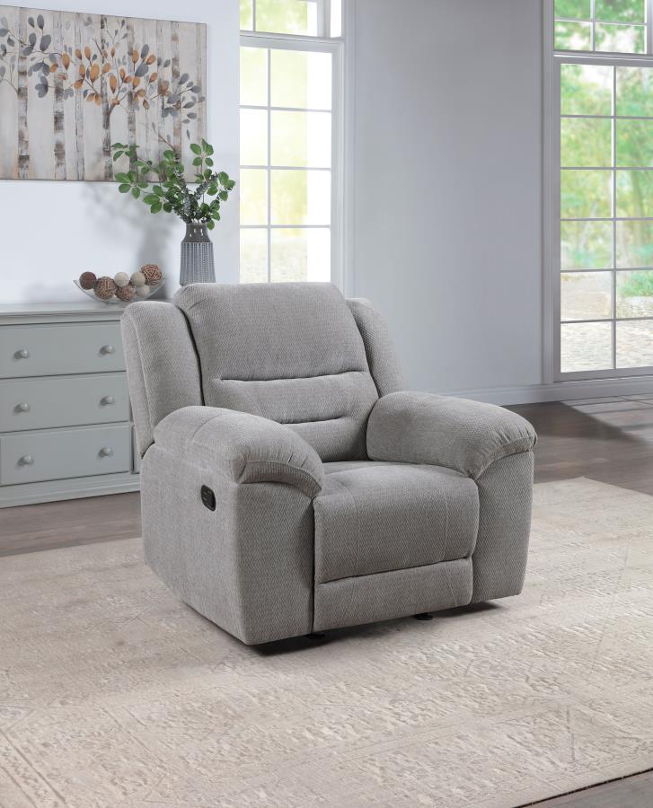 Gilson Chenille Upholstered Glider Recliner Chair Grey view 2