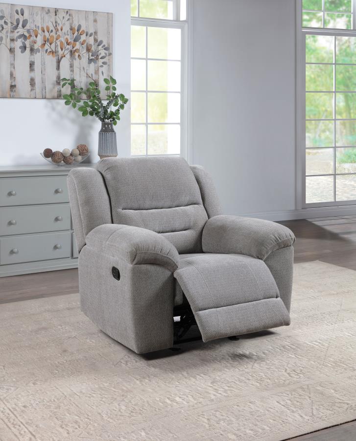 Gilson Chenille Upholstered Glider Recliner Chair Grey view 3