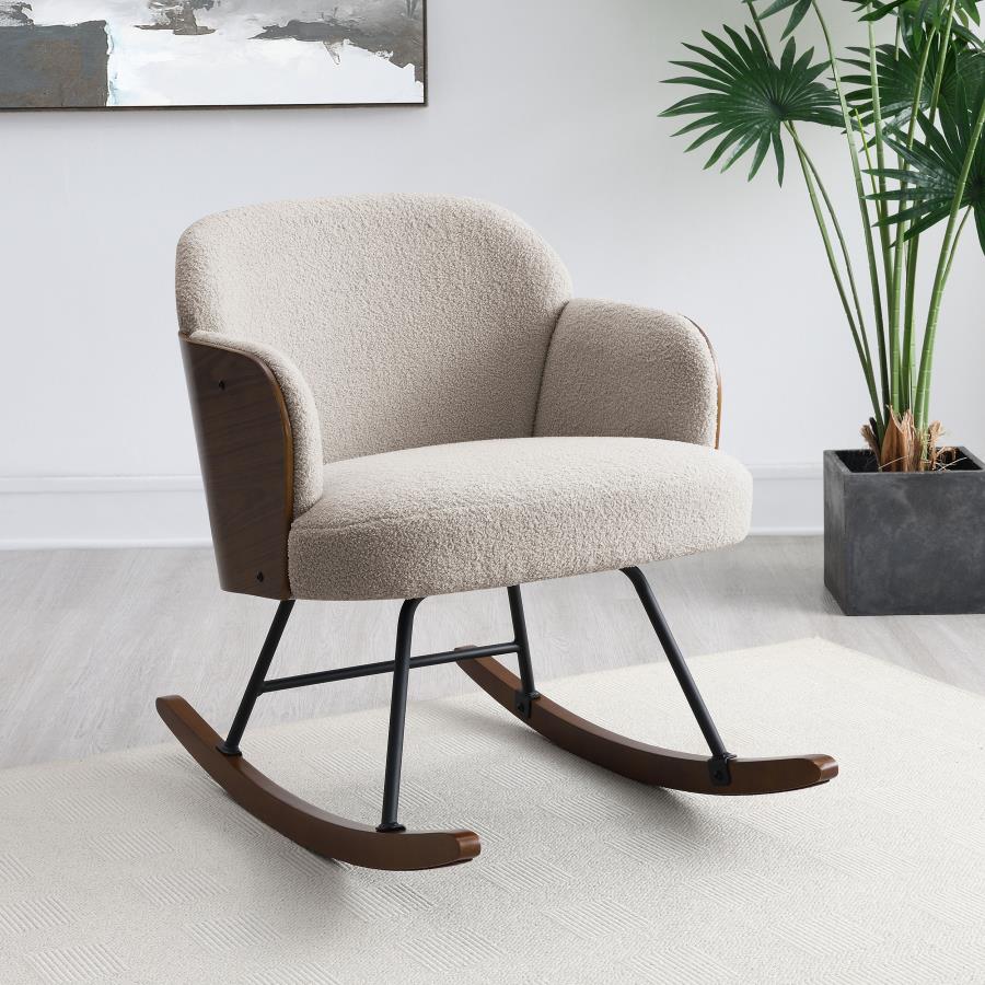 Paige Boucle Upholstered Mid Back Rocking Chair Beige view 2