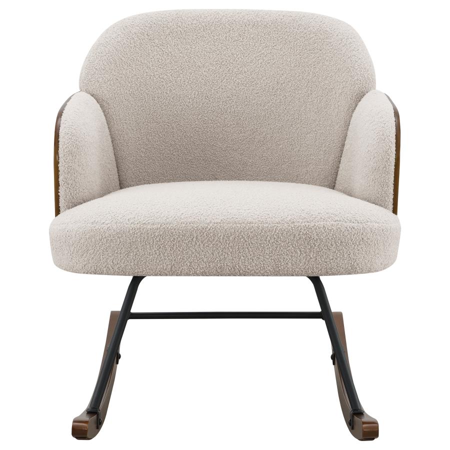 Paige Boucle Upholstered Mid Back Rocking Chair Beige view 3