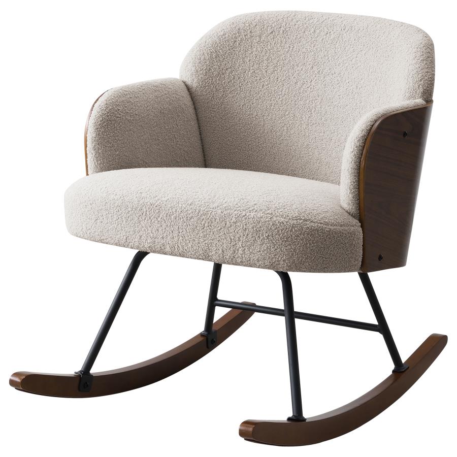 Paige Boucle Upholstered Mid Back Rocking Chair Beige view 4