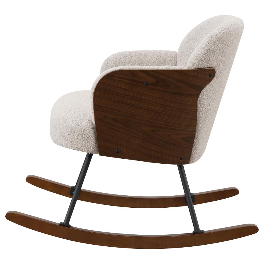 Paige Boucle Upholstered Mid Back Rocking Chair Beige view 5