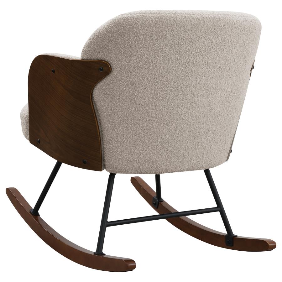 Paige Boucle Upholstered Mid Back Rocking Chair Beige view 6