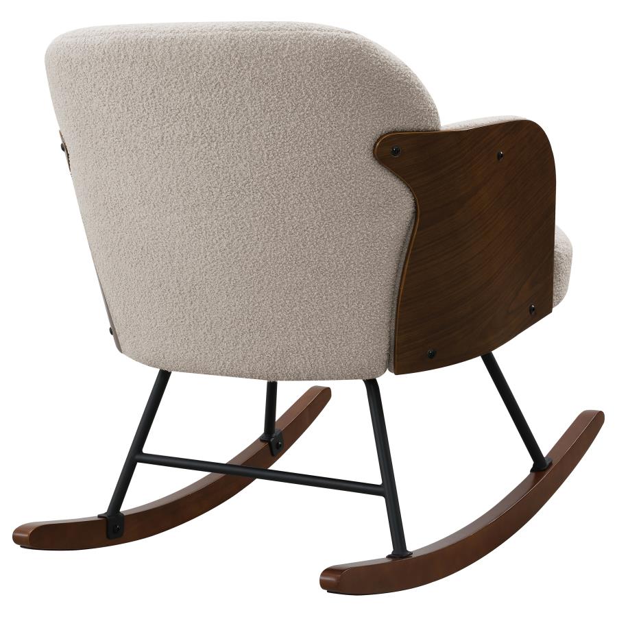 Paige Boucle Upholstered Mid Back Rocking Chair Beige view 7