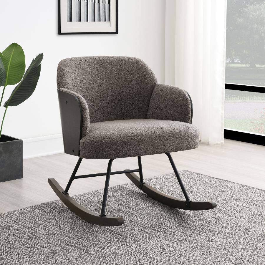 Paige Boucle Upholstered Mid Back Rocking Chair Taupe view 2