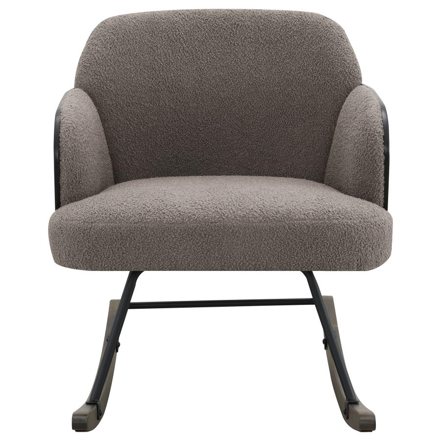 Paige Boucle Upholstered Mid Back Rocking Chair Taupe view 3